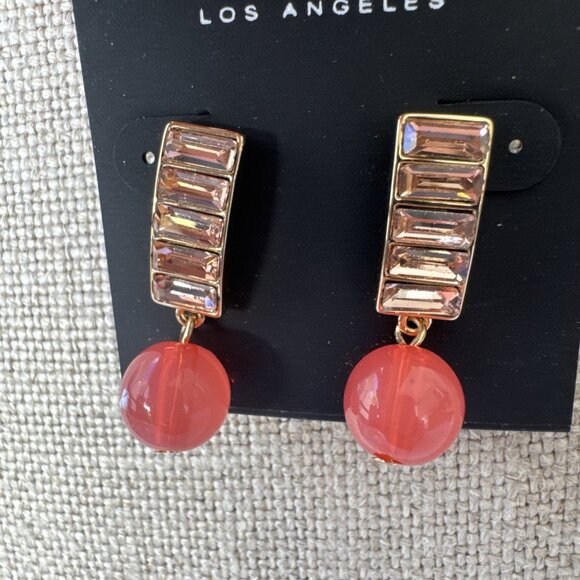 Laundry by Shelli Segal Orange Bead CZ Goldtone Drop Rhinestone NEW - Picture 8 of 9